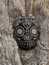 Black Enamel Matter Silver Plated Tattoo Skull Belt Buckle Gurtelschnalle