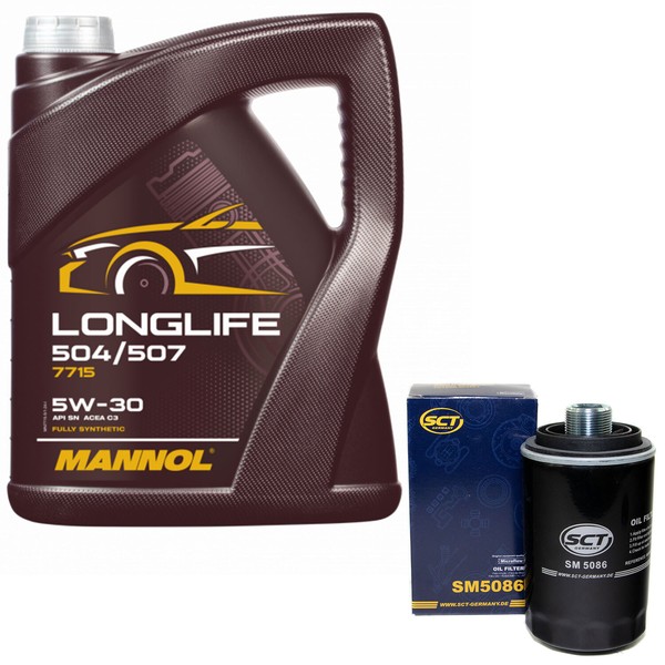 MotoröL Set 5W30 5 Liter + ÖLfilter SM 5086 FüR Audi A5 TT Seat Skoda VW Tiguan-image
