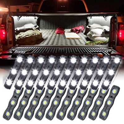 Luz de roca LED blanca para riel de cama, caja de camioneta de carga de 60 LED