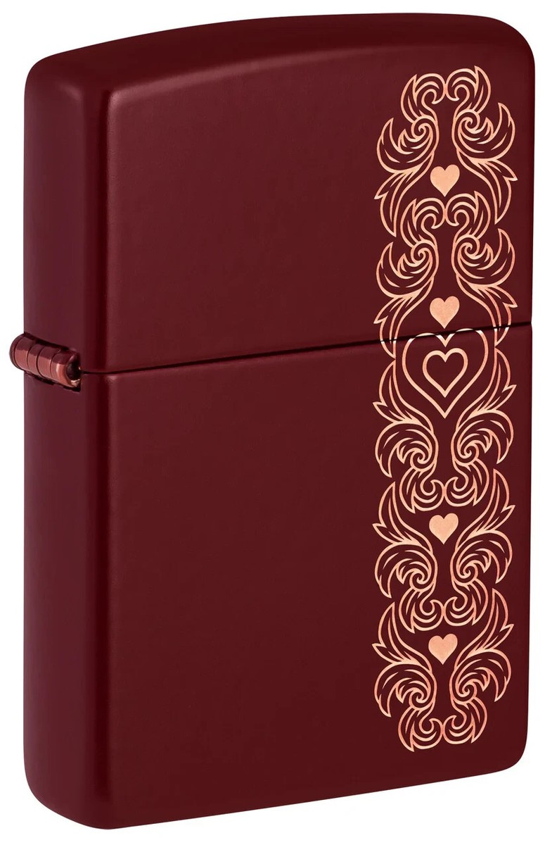 Zippo 46296, Heart Garland Motif Design, Merlot Finish