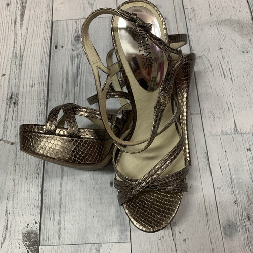 Michael Kors Cicely Genuine Leather Platform Gold Sandals Sz 10 - Picture 5 of 10