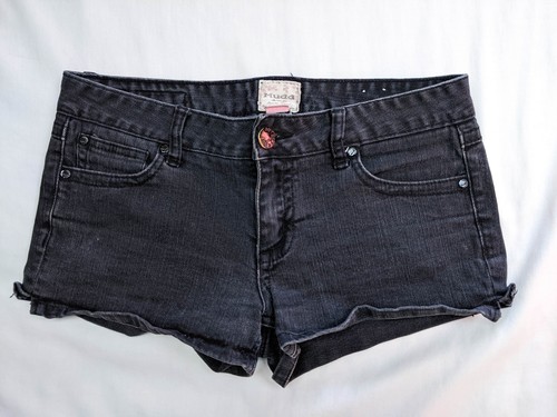 Mudd Womens Junior Size 7 Shorts Black Jean Mini Low Rise Med Wash Hot  Pants | eBay