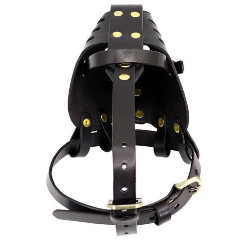 Leather Pitbull Dog Muzzle Doberman German Shepherd Secure Basket Black Brown - Picture 3 of 14