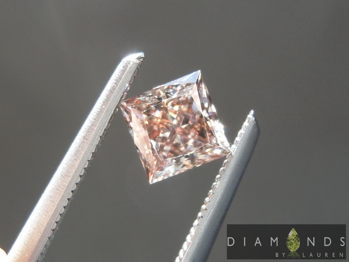 アクセサリー VS 0.45ct Fancy Pink Brown VS1 Princess Cut Diamond Ring R6984