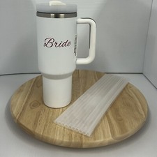 40oz White Bride Tumbler w/ 10 Straws Straw Cleaner