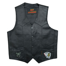 VTG Hot Leathers Mens Medium Black Big Harley Davidson Patch Motorcycle Vest