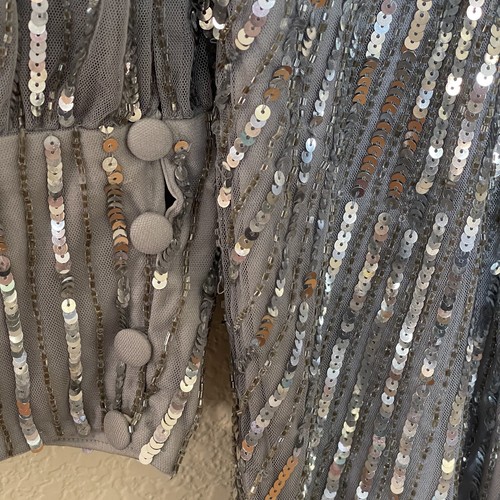Mac Duggal Gown Dress Womens Size 10 Sequin Wrap Over Bishop Sleeve 5501 $598 - Picture 14 of 19