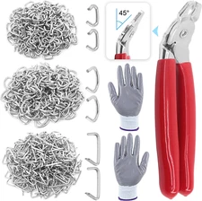 362Pcs Hog Ring Pliers Kit with 360Pcs Steel Rings (1/2'' 3/4'' 3/8'') and Anti-