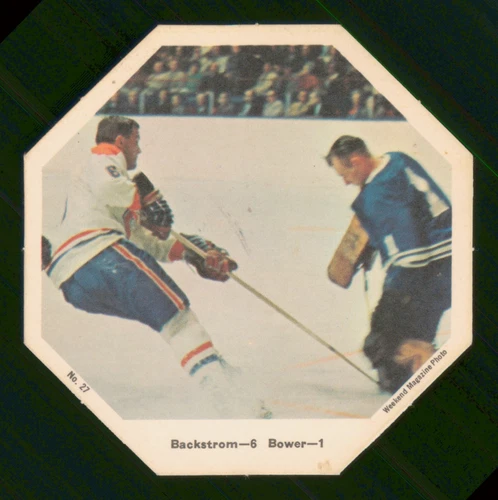 RALPH BACKSTROM / JOHNNY BOWER 1967-68 YORK ACTION OCTAGONS NO 27 EXMINT+  12244