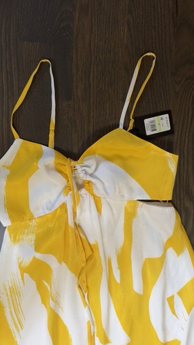 NWT DKNY print halter dress in White/Pop yellow Long Maxi sz 4 Ret 149 - Picture 5 of 6