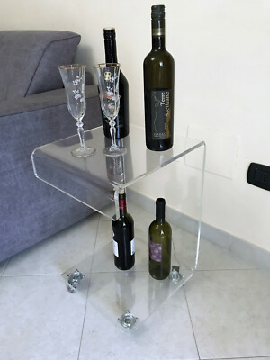 Tavolino/Comodino in plexiglass servitore da Divano e Soggiorno