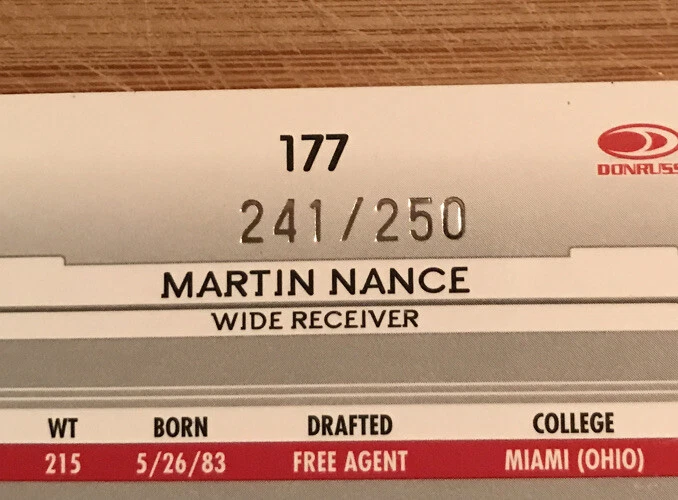 2006 Leaf Certified Materials Mirror Red Signatures Martin Nance #177 - Image 3 of 3