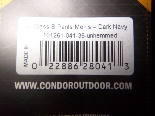 NEW Condor 101262 Class B Men's Uniform Dark Navy Size 36" Pants 37" Unhemmed - Picture 6 of 6