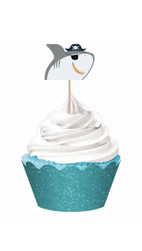 Amscan Cupcake Kit Glitter Wraps , Picks, Backing Cups Makes 24