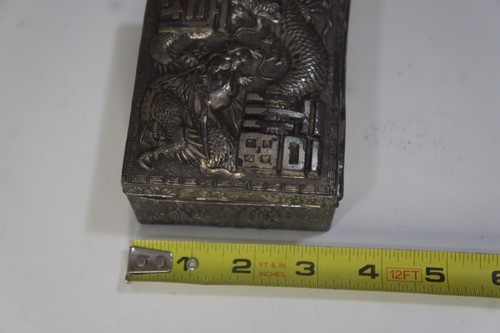 VTG Japanese Metal Box w/ Dragon Good Fortune & Long Life Wood Lined - READ - Picture 17 of 22