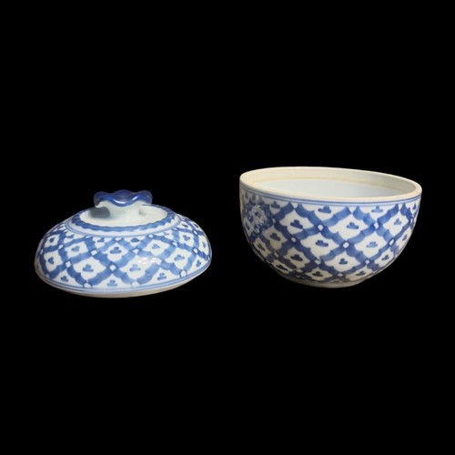 Barattolo zenzero Shafford blu bianco vintage porcellana 4"x4" contenitore con coperchio Thailandia - Foto 10 di 11