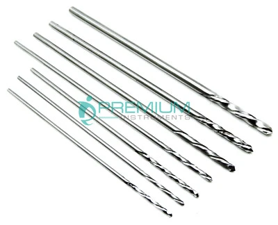 PREMIUM INSTRUMENTS Orthopedics Drill Bits 1.5mm, 2.0mm, 2.5mm, 2.7mm, 3.2mm, 3.5mm, 4.5mm Set of 7