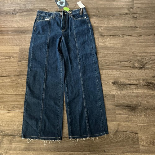 Pantalones de mezclilla Indigo Rein para niños de algodón con costura delantera azul oscuro acampanados anchos B4HP - Imagen 15 de 63