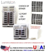 6/12 Way Port 12V-24V DC ATO Fuse Block Weather Proof Holder w/ Negative RV BOAT