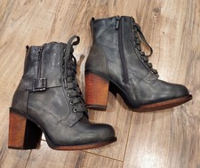 Vintage 93 Kylie Boots Womens Size 6M Black Buckle Size Zip Lace Up Used