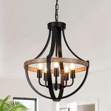 LWYTJO 5 Light Black Brown Candle Chandelier for Dining Room Kitchen Island
