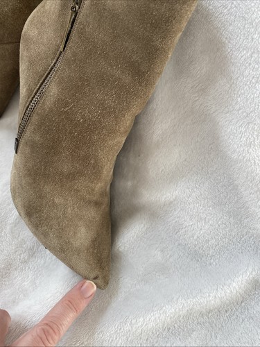 SAINT LAURENT Niki Asymmetric Camel Beige Suede Ankle Boot Size 37 - Italy - Picture 10 of 13