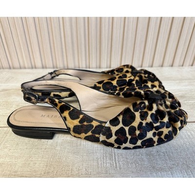 Maisa Niehues Leather Leopard Slingback Flat Shoe Size 8