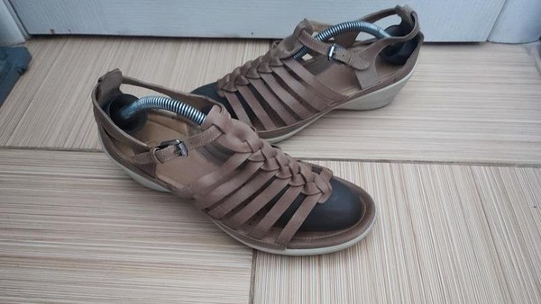 Women Ecco Heels Beige Leather 39 #3PWM