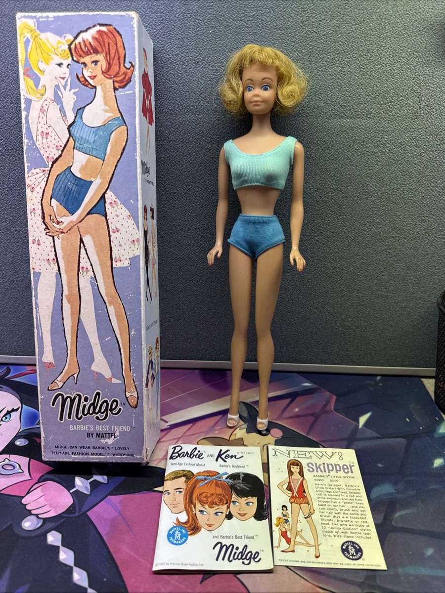 Rare Vintage 1960s Barbie Mattel Midge Doll Blonde Flip Hair #860
