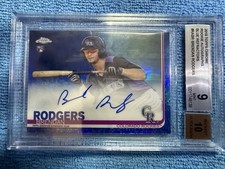 2019 Topps Chrome - Rookie Autographs Brendan Rodgers #RA-BR Blue Refractor /150