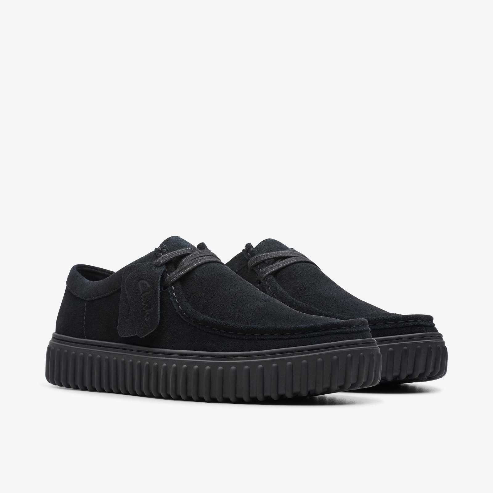 BNIB Clarks Torhill Lo Black Suede Wallabee Men's Shoes Size UK 8G /42