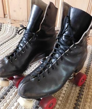 Riedell Black Leather Roller Skates SUREGRIP CENTURY 8 Plate Size 11 Men's