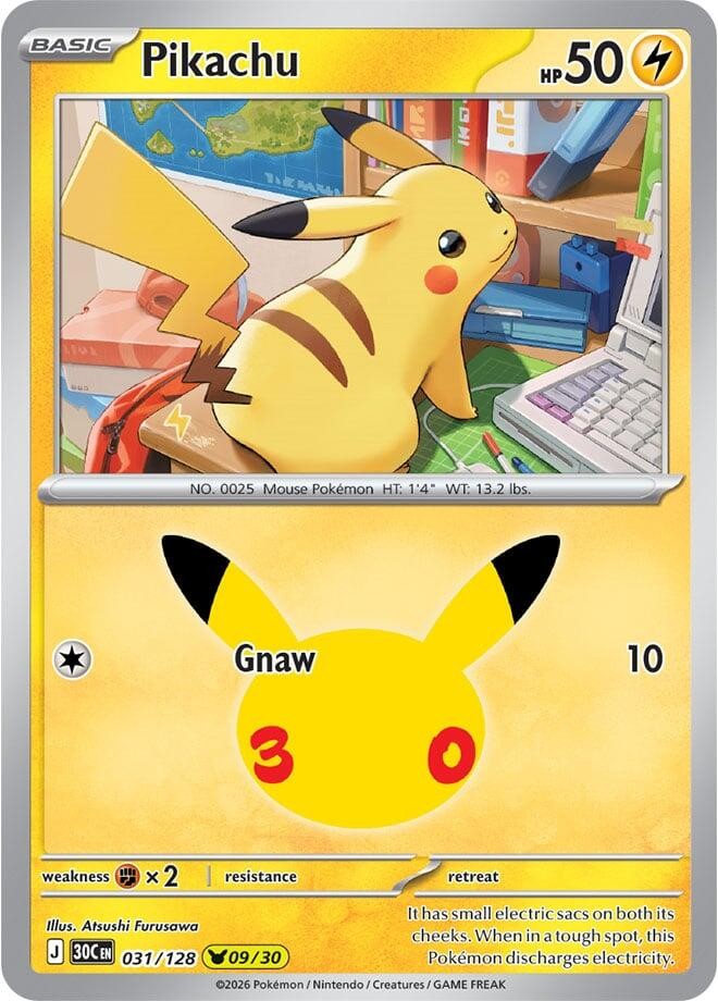 Pikachu Holo Pikachu Rare ME: 30th Celebration 031/128 NM