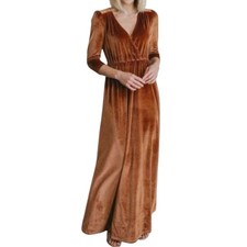Baltic Born Sofia Velvet maxi dress Spice Copper Velvet Wrap Dress gown V-necky