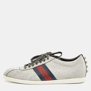Baskets Gucci Silver Glitter Web Bambi pointure 38,5