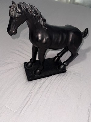 Décor Poly Horse Statue Matte Black Medium Animal Sculpture for Living Room