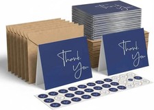 100 Pack Thank You Cards with Envelopes Bulk Set  Stickers - 4X6 Inch Blank Tha