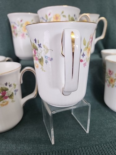 Vintage Colclough Hedgerow Bone China ~ set di 4 tazze da tè / tazza da caffè ~ Inghilterra - Foto 9 di 17
