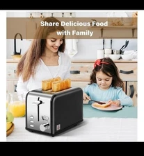 YSSOA 2 Slice Toaster Extra Wide Slot Removable Crumb Tray 5 Settings New