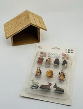 Vintage Merry Minis Resin set Mini Christmas Holiday Nativity w Manger Creche