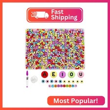 MIIIM 1200pcs Vowel Letter Beads A, E, I, O, U , 4x7mm Round Letter Beads for B