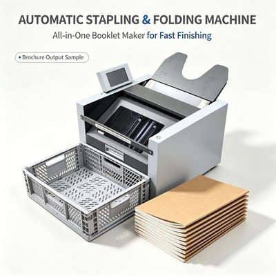 Automatic Booklet Maker 10V Paper Folding Machine Fold &Staple/Side Staple/Fold