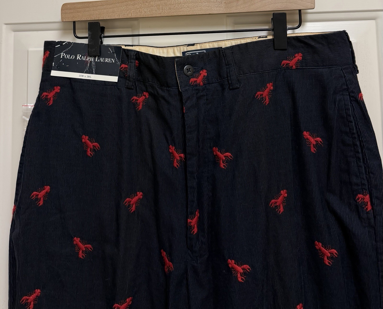 NEW VTG Ralph Lauren Polo SZ 35 X 30  Navy Critter Corduroys Red Lobsters USA thumbnail 2