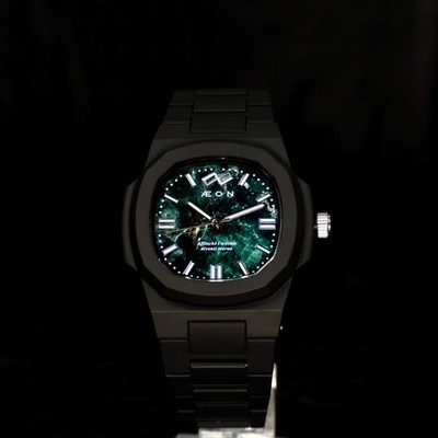 Herrenuhr Armband matt Polycarbonat Marmor grün Uhr aeon Geschenk