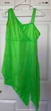 Small Bright Lime Green Asymmetrical Dance Ballet Outfit For Young Woman
