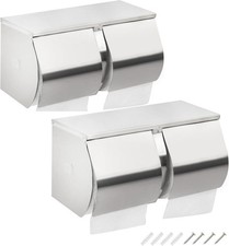 2Pack Double Roll Toilet Paper Holder Dispenser W/ Shelf Storage-Commercial