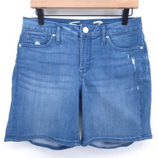 Seven7 Women Denim Shorts Size 6 Blue Bermuda Distressed Stretch