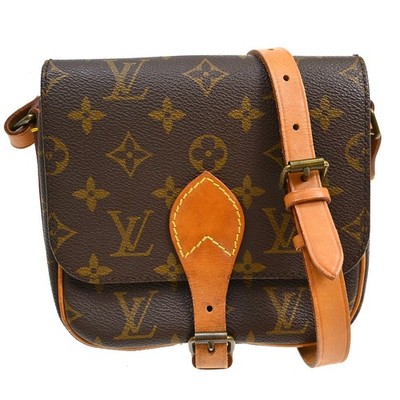 Louis Vuitton Cartouchiere Handbag Monogram Canvas Brown Shoulder Bag