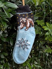 Women's socks, Wool 100 , warm, print Bear ,Size 8