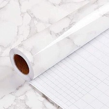 White Gray Contact Paper Marble Wallpaper Peel and Stick Countertops Backsplash